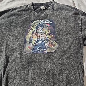 Graphic Dragon Print Gray T-Shirt